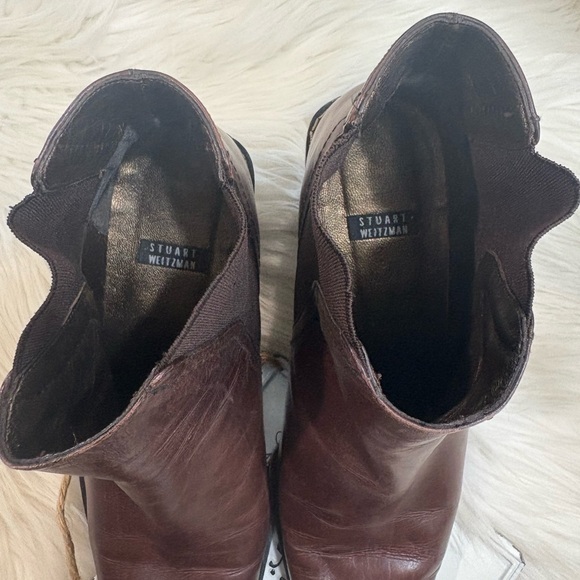 Stuart Weitzman Dark Brown Leather Western Booties EUC Sz 8 - Picture 7 of 11